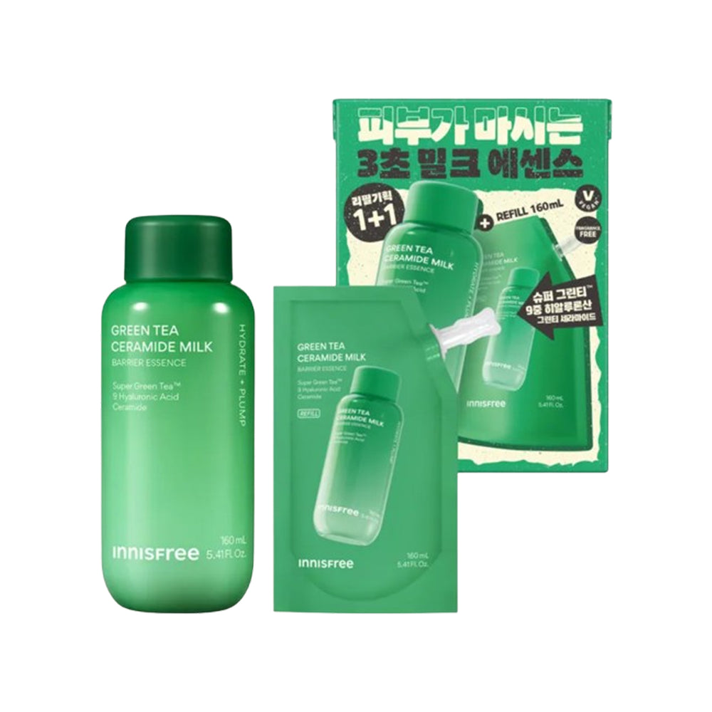 InnisfreeGreenTeaCeramideMilkEssenceDuoSet_160ml_160mlRefill_-1