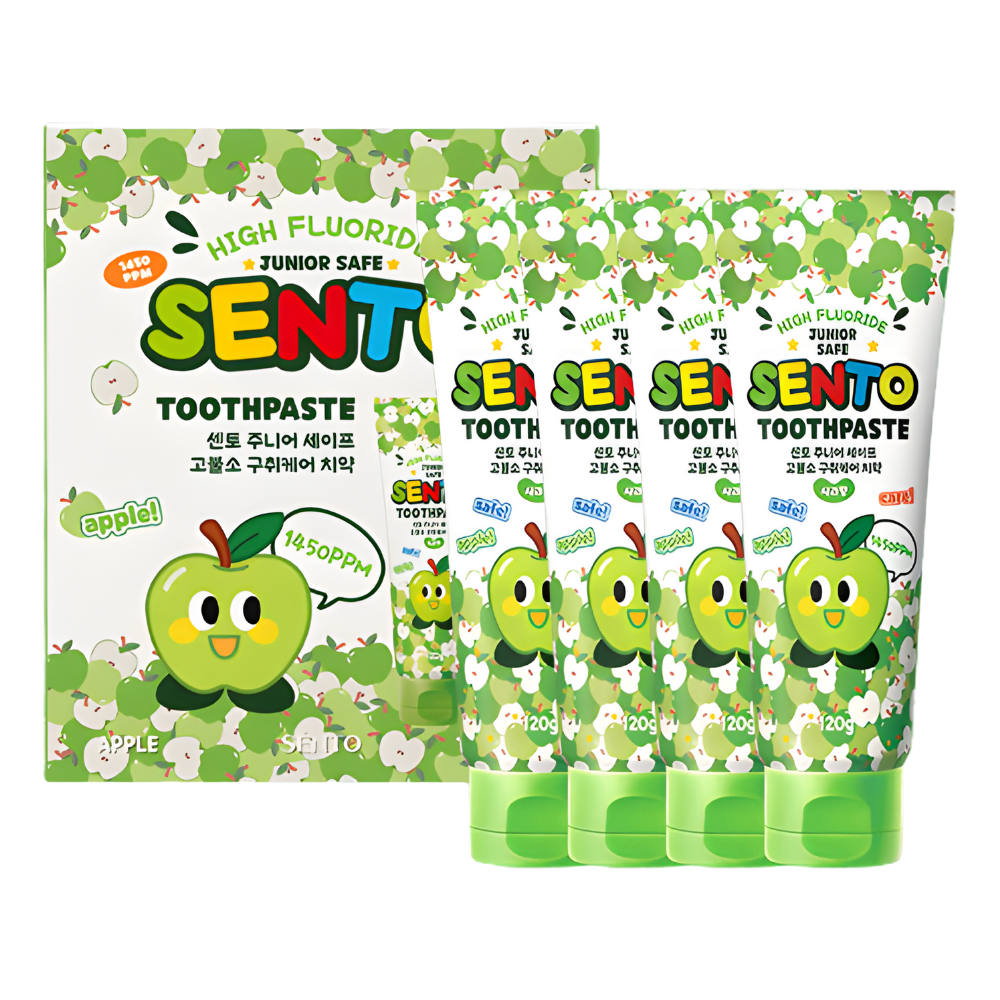 SENTOJuniorSafeHigh-FluorideBadBreathCareKidsToothpaste_AppleFlavor_-4Pack_120gx4_-1